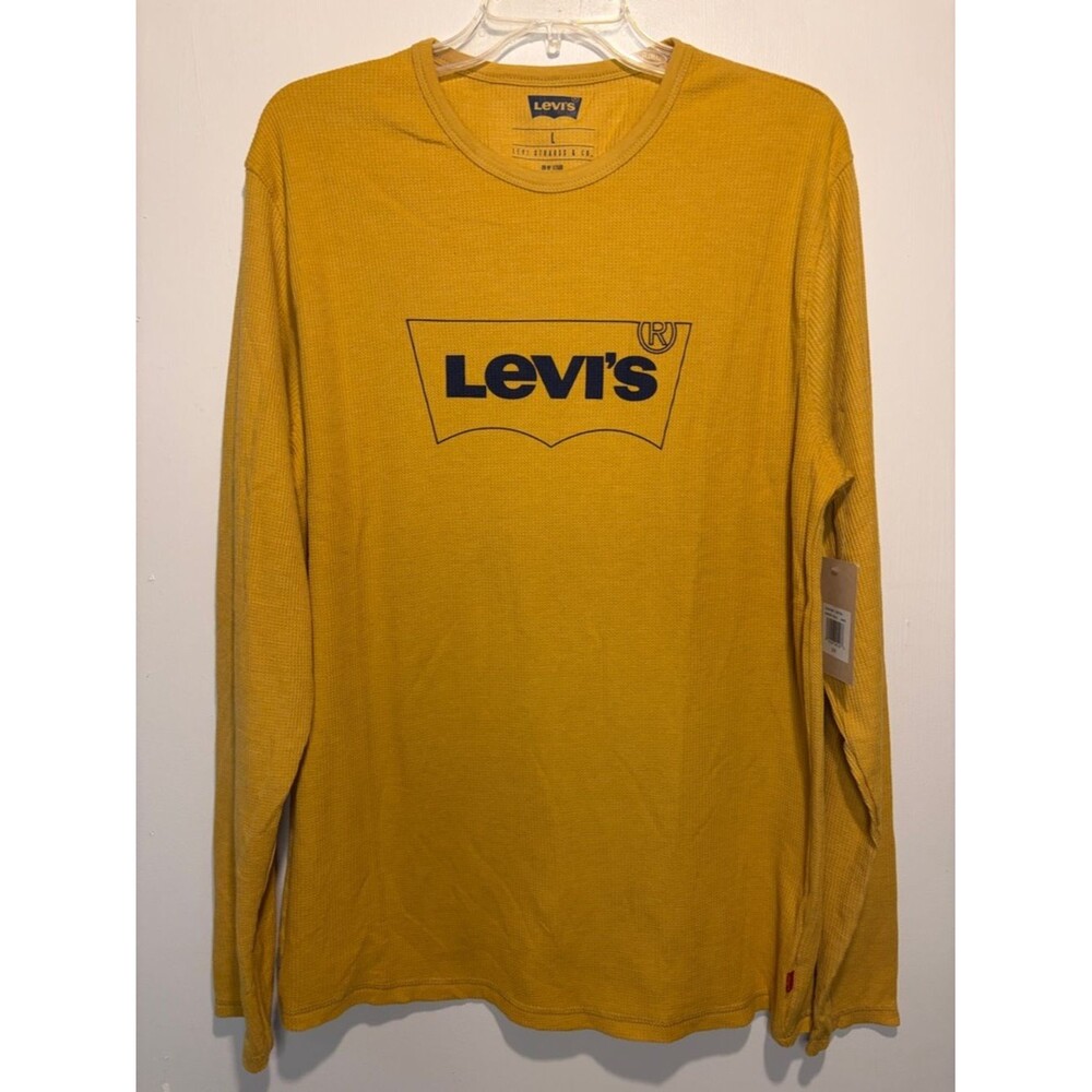 Levi’s NWT Easton Waffle Knit Thermal Long Sleeve Crew Shirt Harvest Gold Size L